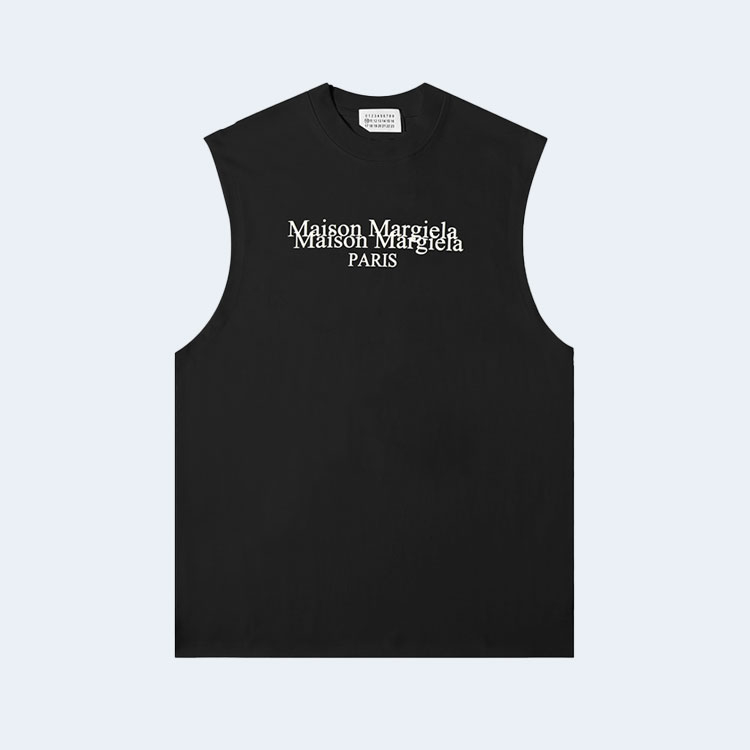 메종 마르지엘라 넘버 프린트 슬리브 탑 블랙